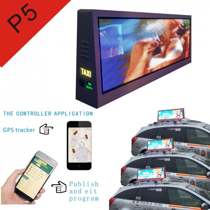 RGB p5mm taxi cab roof signs , 1/8 scanning taxi top advertising signs 400w / m2 1